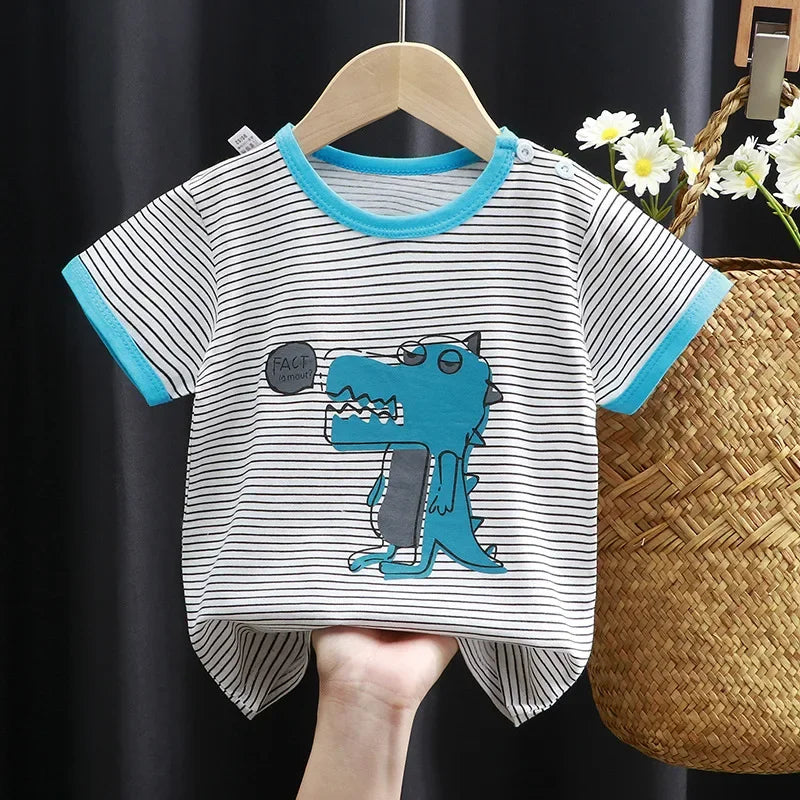 Kids Cartoon Cotton T-Shirt – Soft Summer Tee for Babies and Toddlers, Unisex Casual Top