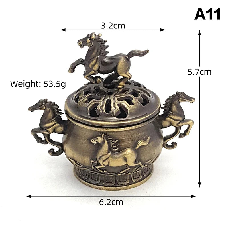 Alloy Lucky Incense Burner Bowl Incense Holder With Handle | Ancient Style Yoga Meditation Home Office Decor
