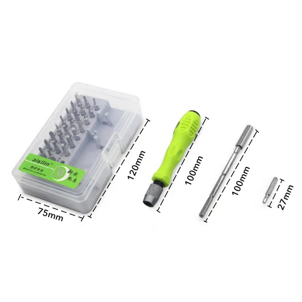 32 In 1 Multifunction Screwdriver Kit with Extension Rod | Manual Precision Tool Set for Electronics