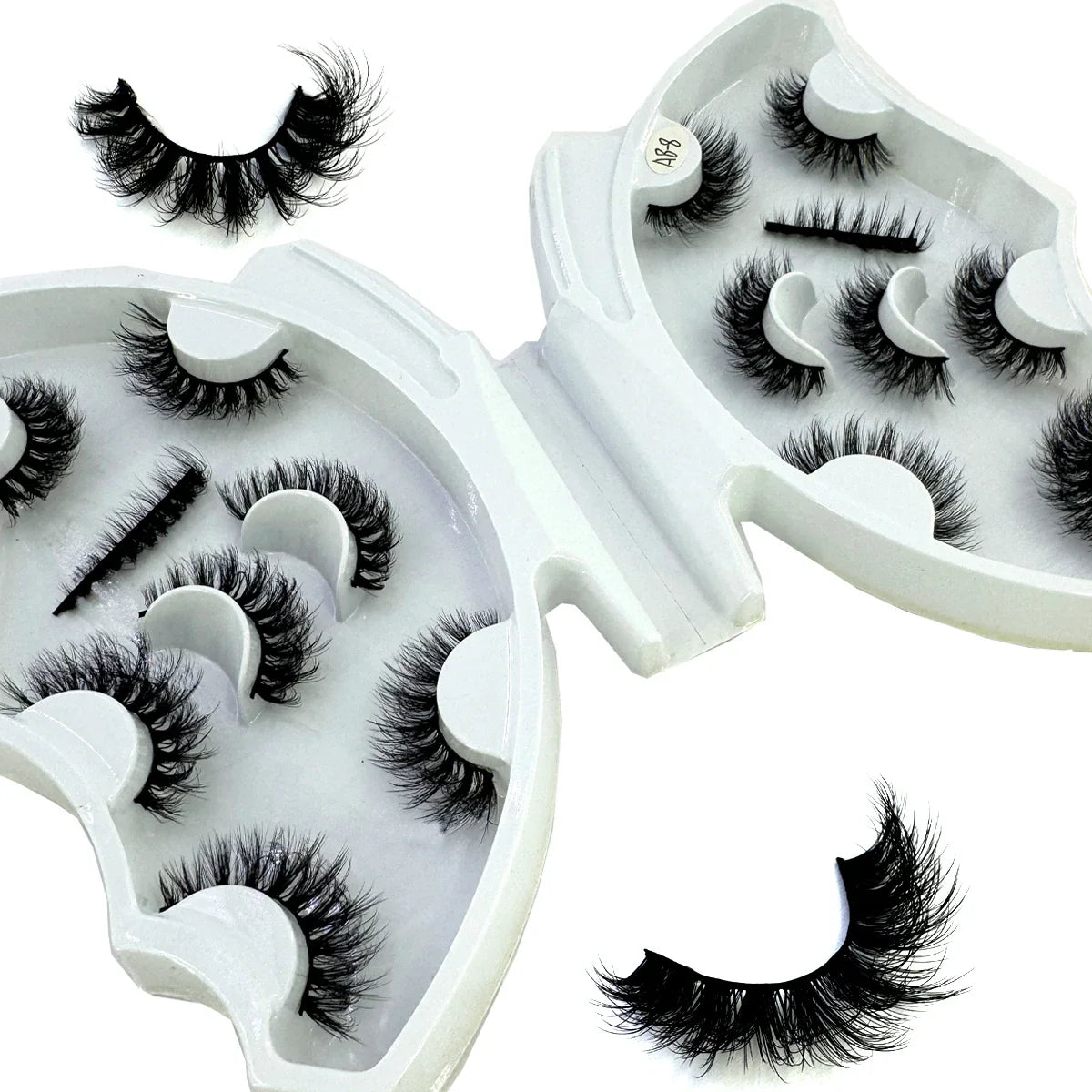 5-8 Pairs Natural Russian Striped Mink Lashes | 3D Volume Wavy False Eyelash Extensions
