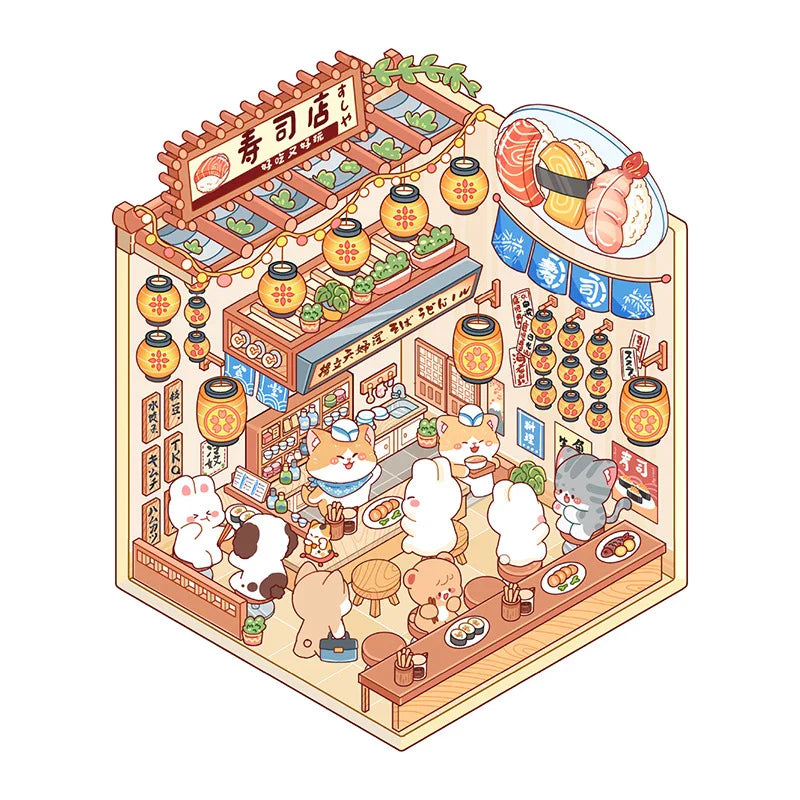 Cute 3D Stereoscopic Landscape Stickers | Mini Scene Sticker Set