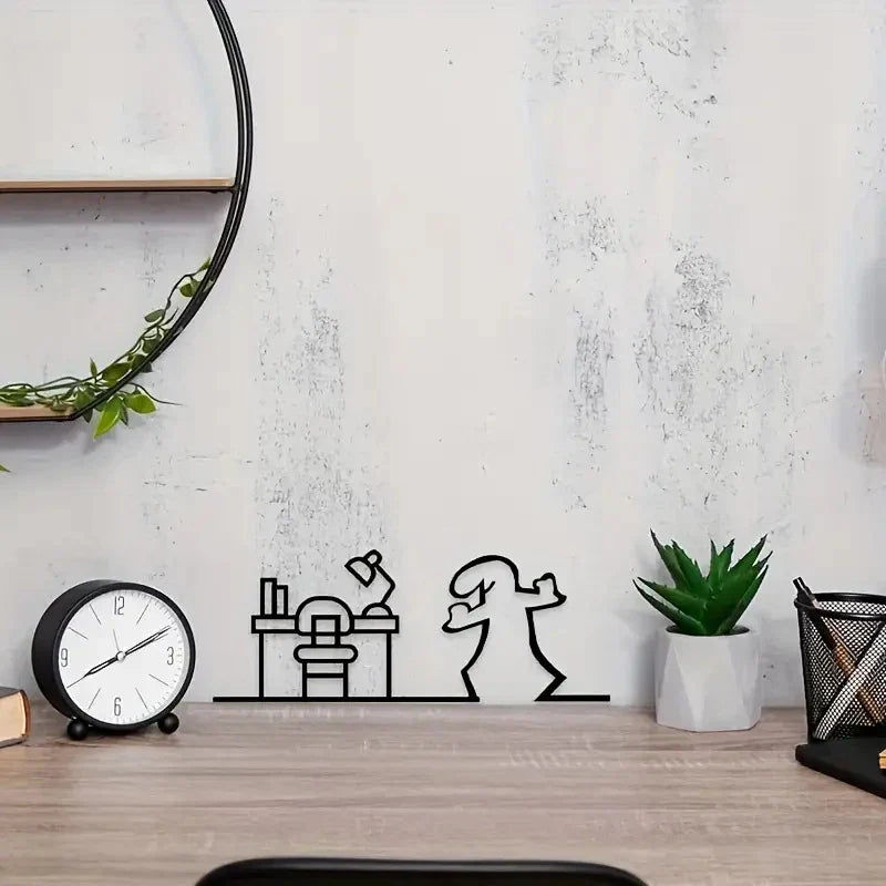 La Linea Minimalist Line Art Sticker Set | Cartoon Character Door Sign for Home Decor
