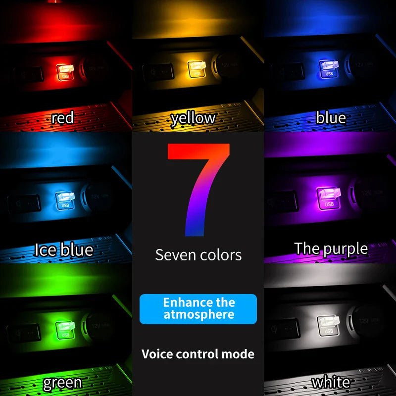 Car USB LED Atmosphere Light | Touch Control Car Interior Decoration Lamp