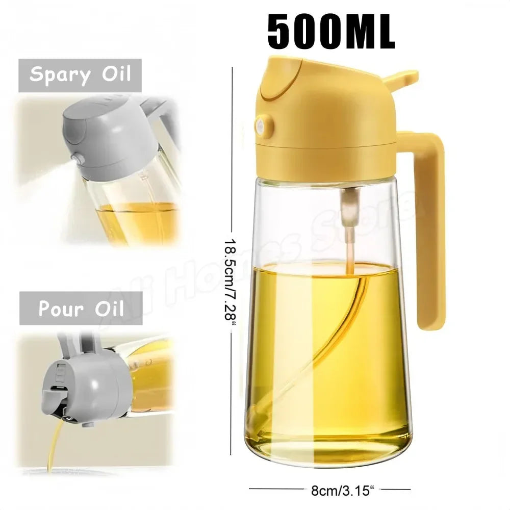 2 in 1 Oil Sprayer and Dispenser Bottle | Cooking Oil Spray Bottle for BBQ, Air Fryer, and Salad