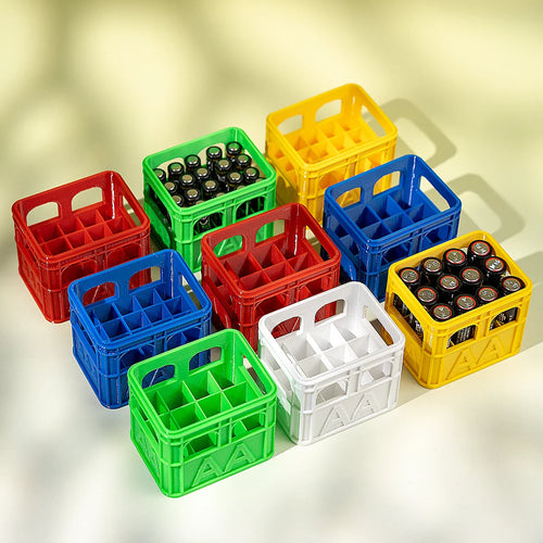 3D Printed Beer Crate Style Stackable Battery Storage Box | AA AAA 18650 21700 9V Organizer