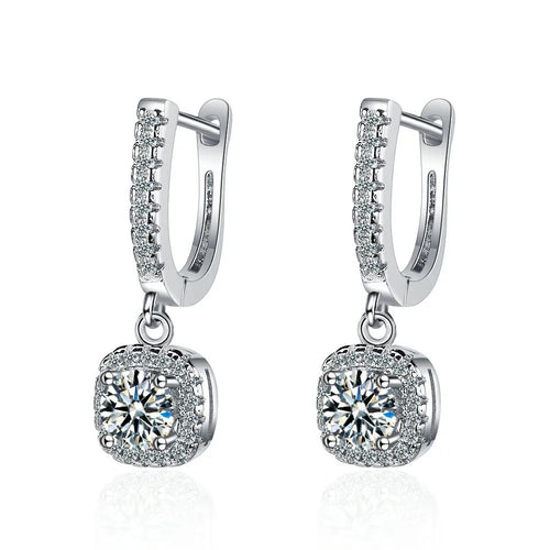 2CT Moissanite Huggie Hoop Earrings | Lab Created Diamond 925 Sterling Silver Dainty Hoop Dangle Earrings