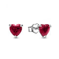 925 Silver Heart Stud Earrings | Pink Red Multi-Color Crystal Jewelry