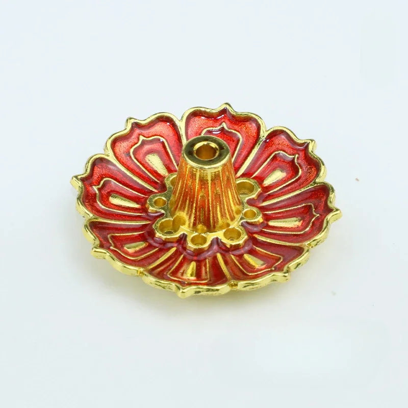 1 Pcs 9-Hole Copper Incense Holder Mini Lotus Flower Incense Sticks Burner Cones Censer Teahouse Home Decoration Accessories