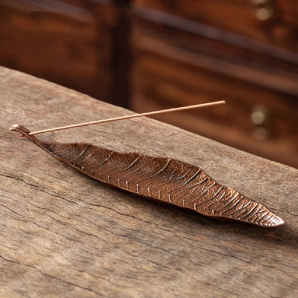 Leaf Incense Burner | Metal Ash Catcher for Meditation and Yoga