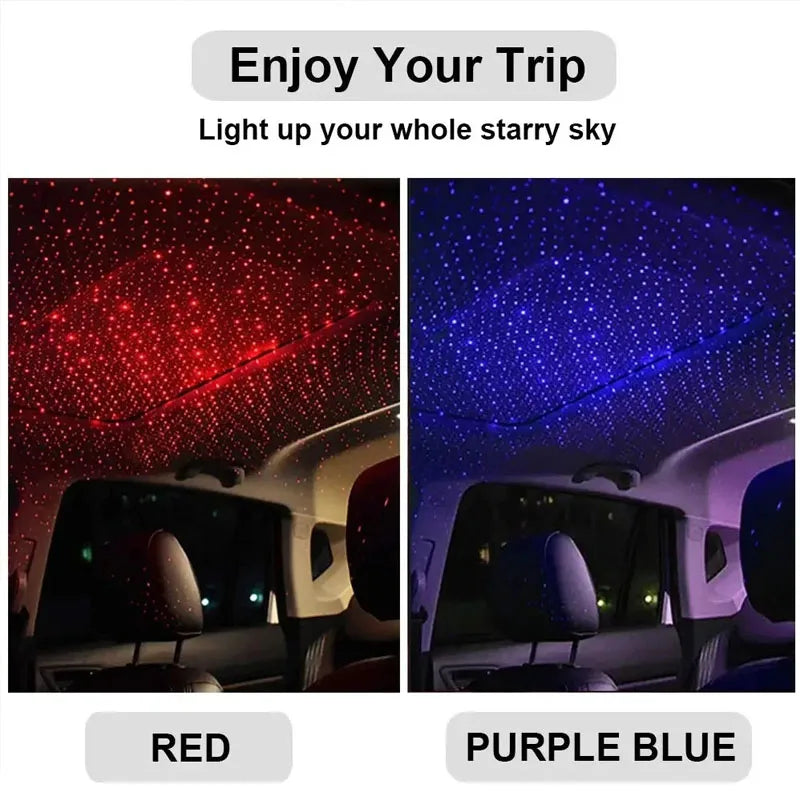 LED Car Roof Star Night Light Projector | USB Galaxy Atmosphere Lamp for Auto