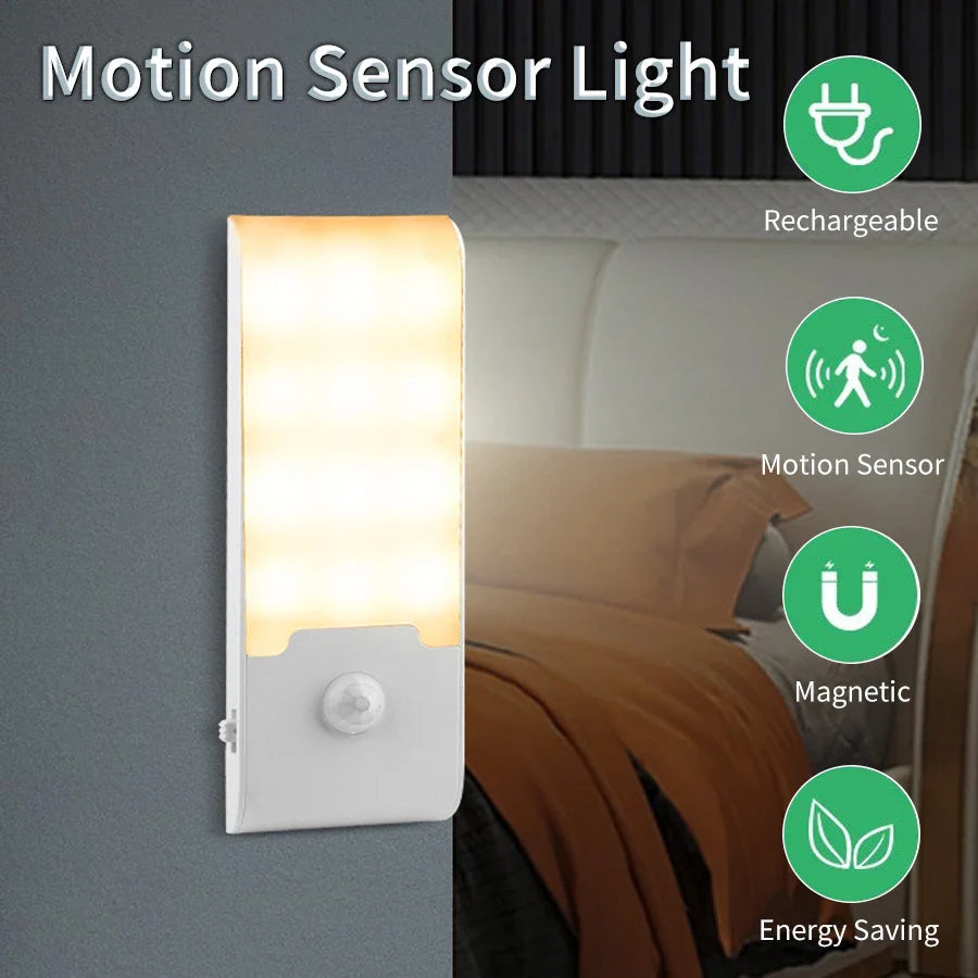Motion Sensor LED Night Light | Rechargeable Induction Lamp for Home
