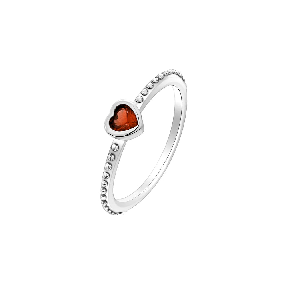925 Sterling Silver Blue Green Heart Ring | Women's Wedding Band with Zircon