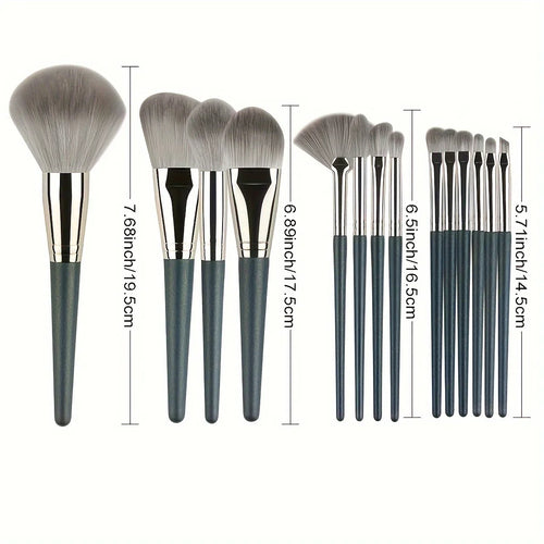 14-Piece Makeup Brush Set | Soft Nylon Bristles Travel Kit