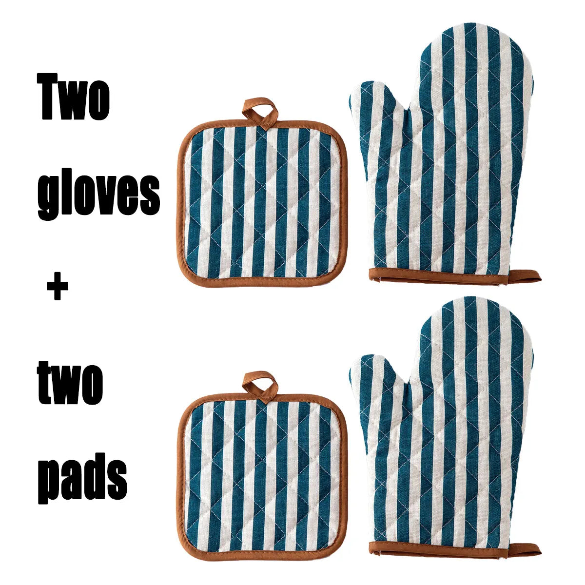 Anti Scald Oven Gloves Set | Cotton Lined Thick Kitchen Gloves with Red Checkered Design