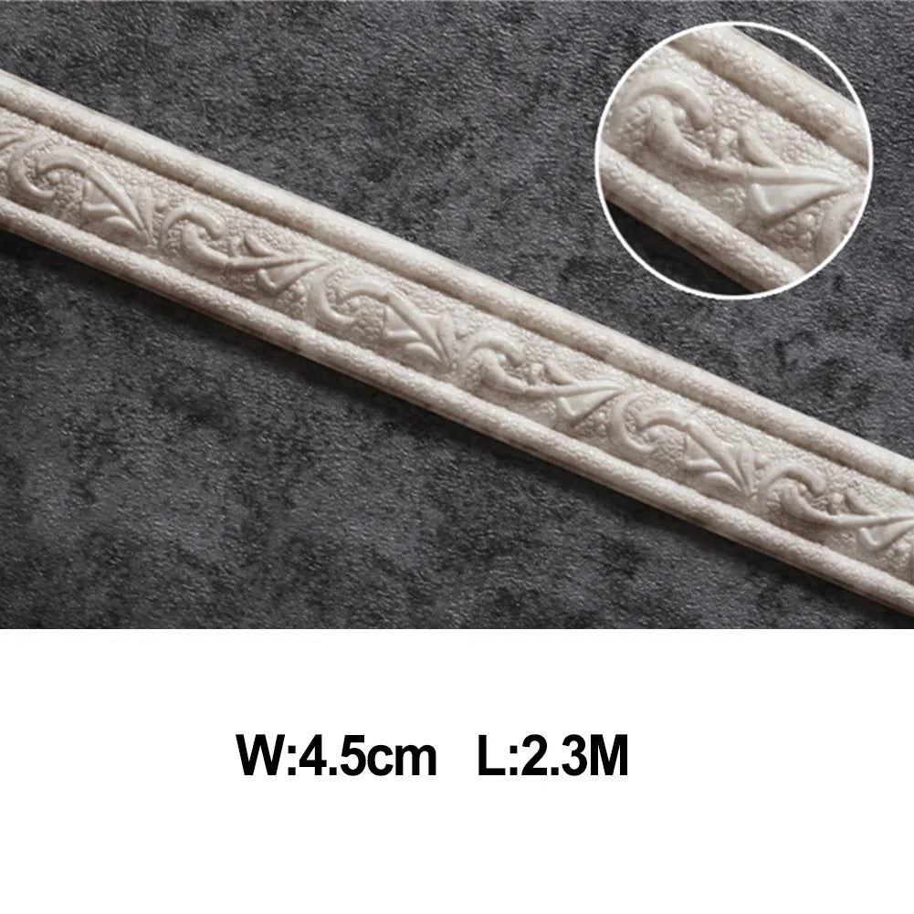3D Decorative Foam Wall Trim | Self-Adhesive Skirting Border Strip