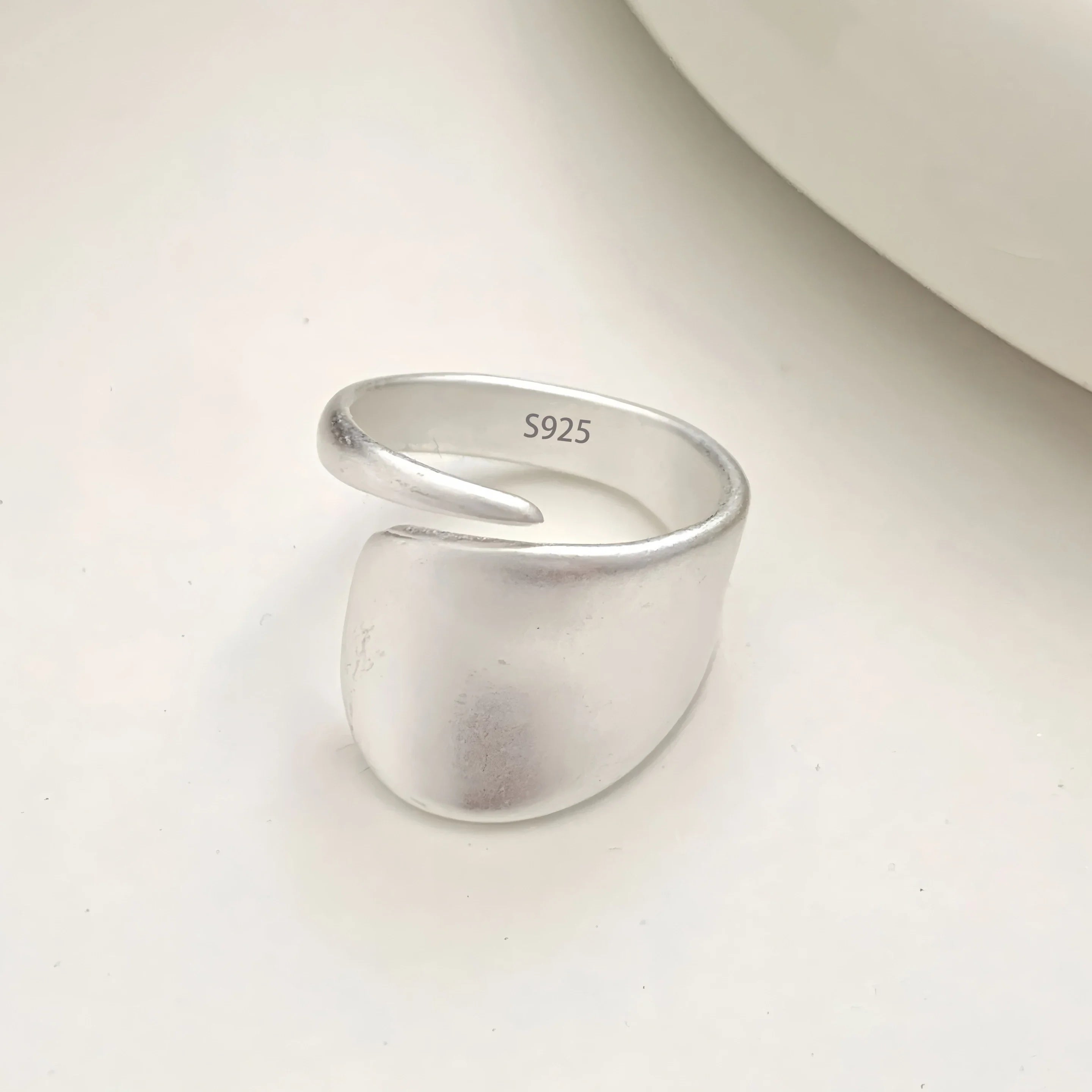 925 Sterling Silver Frosting Geometry Ring | Textured Wide Band for Women