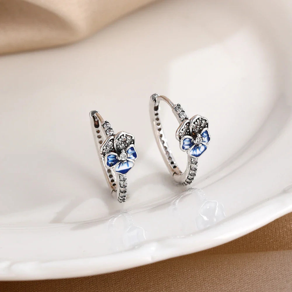 925 Silver Butterfly Heart Stud Earrings | Shining Zircon Jewelry Gift