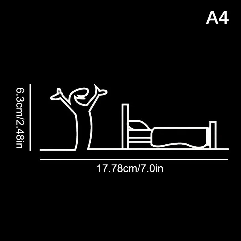 La Linea Minimalist Line Art Sticker Set | Cartoon Character Door Sign for Home Decor