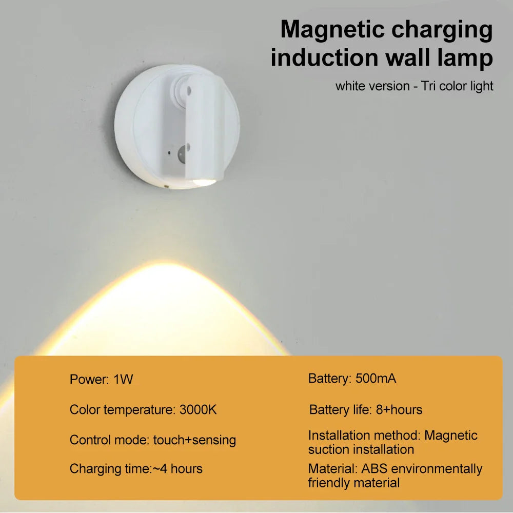 LED Light Magnetic USB Rechargeable Wall Light | Dimmable Reading Spotlight