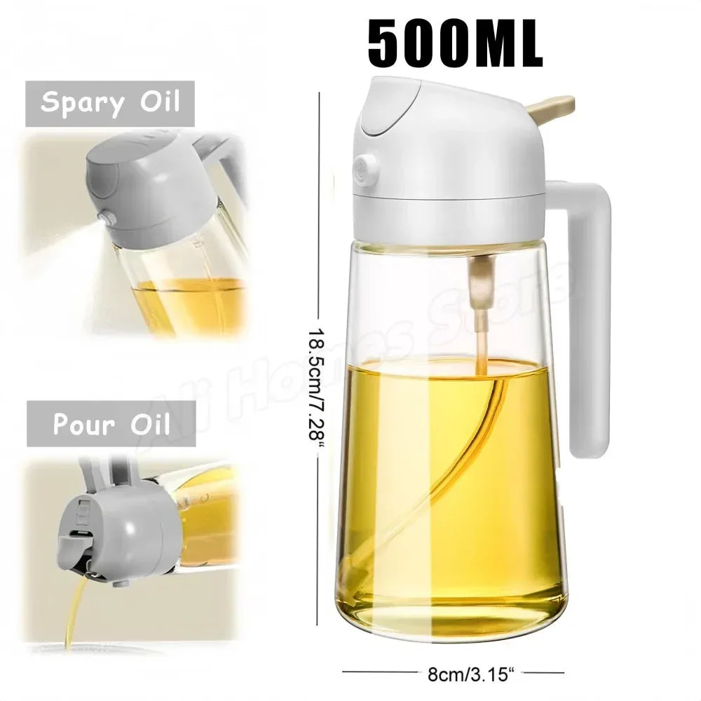 2 in 1 Oil Sprayer and Dispenser Bottle | Cooking Oil Spray Bottle for BBQ, Air Fryer, and Salad