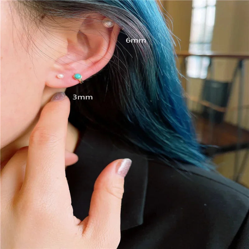 925 Sterling Silver Geometry Pearl Stud Earrings | Fine Jewelry for Women