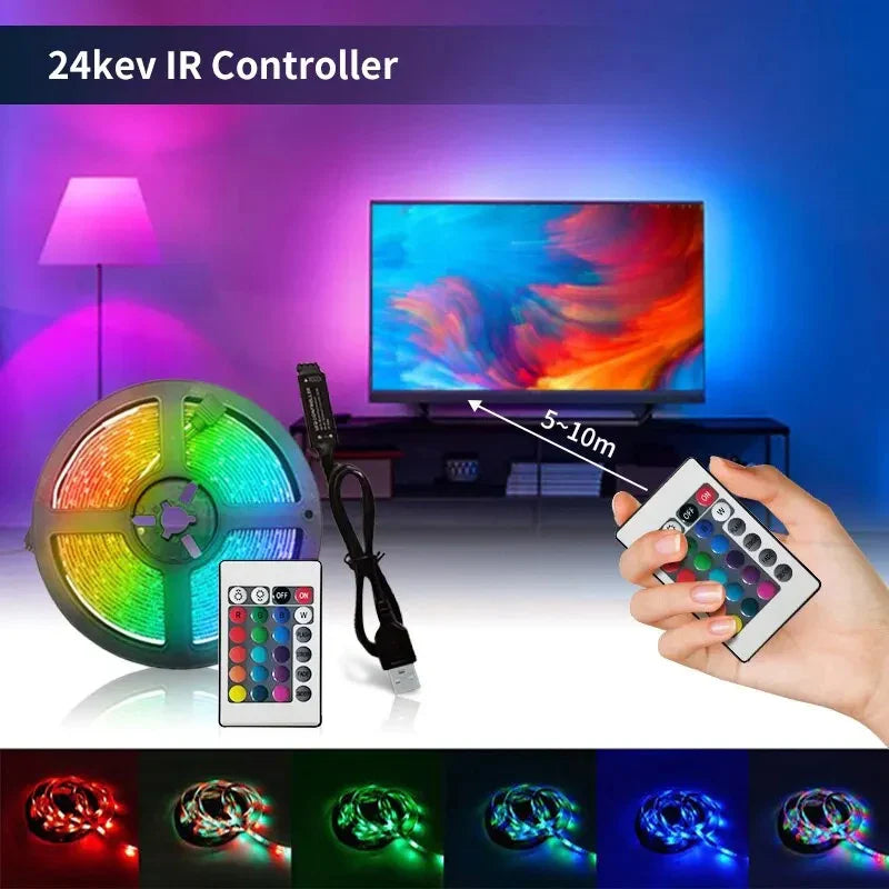 USB LED Strip Lights 2m 60 LEDs/m with Remote | RGB Backlight for Home Decor