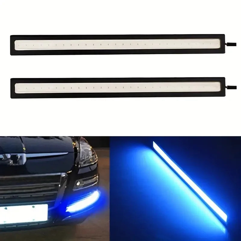 2 PCS Super Bright 17CM LED COB Fog Bulb Car DRL Strip | 12V 6500K Daytime Running Light