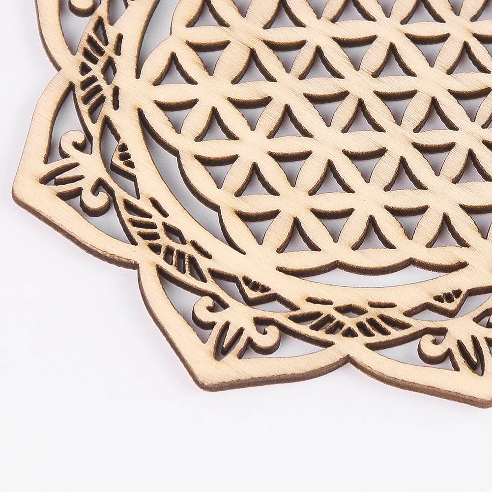 Wooden Chakra Board with Metatron Flower | Laser Engraved Meditation Coaster