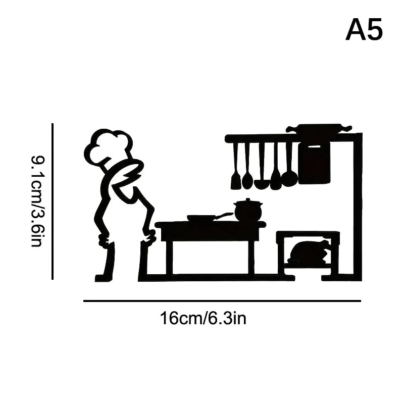 La Linea Minimalist Line Art Sticker Set | Cartoon Character Door Sign for Home Decor