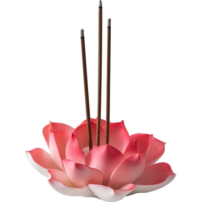 Ceramic White Lotus Incense Burner | Home Decor Stick Holder for Office Teahouse