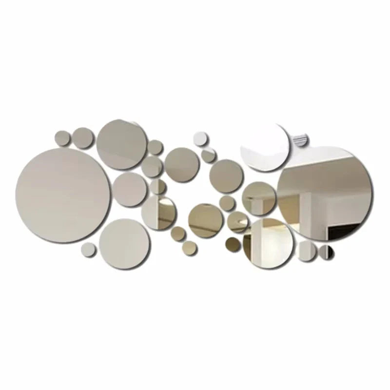 26pcs Round Acrylic Mirror Stickers | Self-Adhesive Removable Wall Decor for Bathroom and Kitchen
