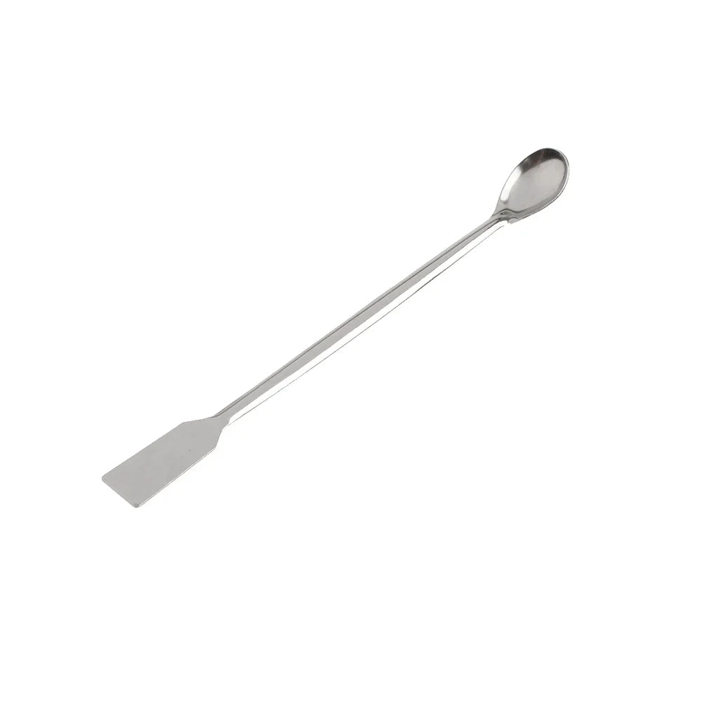 Double End Laboratory Medicine Spoon | Stainless Steel Sampling Scoop with Spatula
