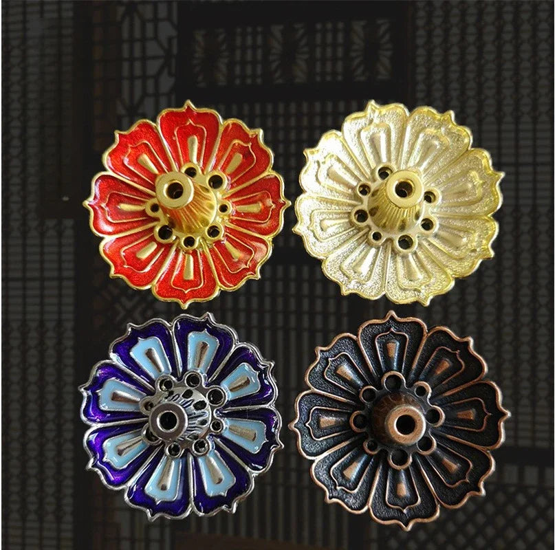 1 Pcs 9-Hole Copper Incense Holder Mini Lotus Flower Incense Sticks Burner Cones Censer Teahouse Home Decoration Accessories