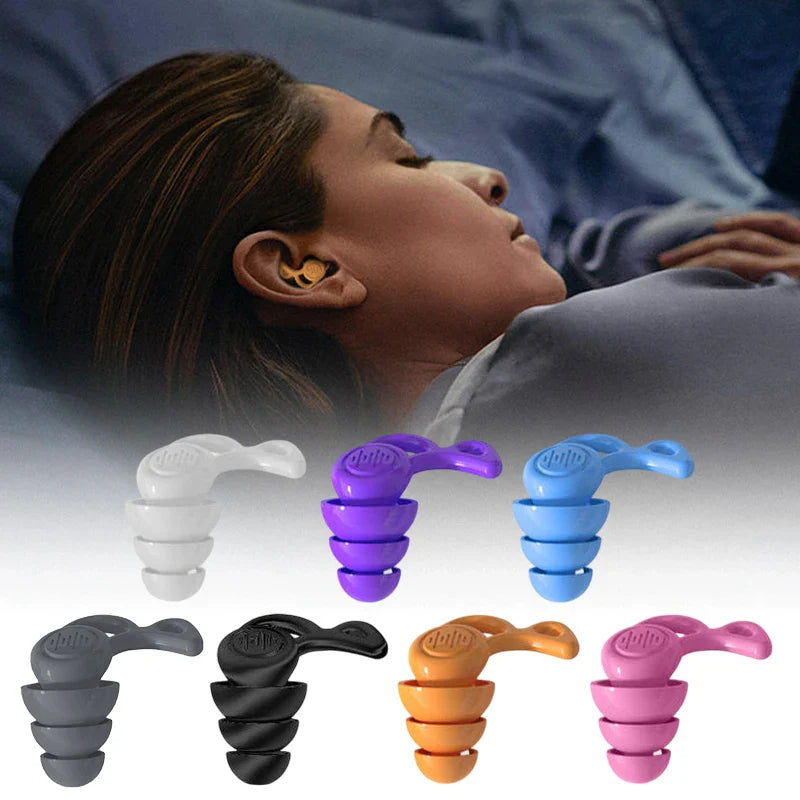 1Pair Soft-Silicone 3-Layer Reusable Ear Plugs | High-Efficiency Noise Reduction for Sleep and Hearing Protection