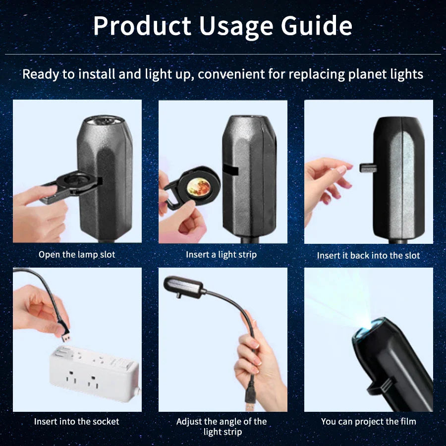 USB Plug Projection Lamp Theme Replacement Lamp Strip | Planet Halloween Christmas Indoor Ceiling Decoration