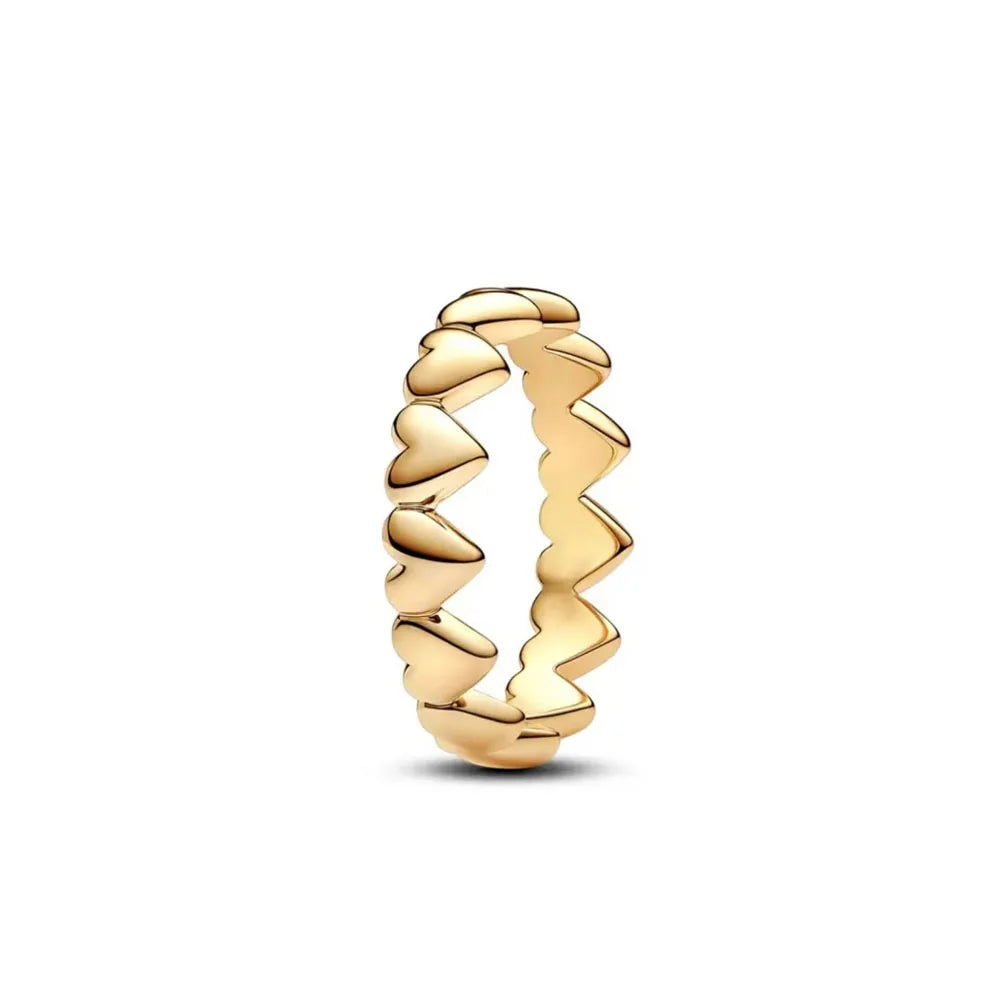 Gold Sun Heart Bow Ring | 925 Sterling Silver Zircon Ring for Women
