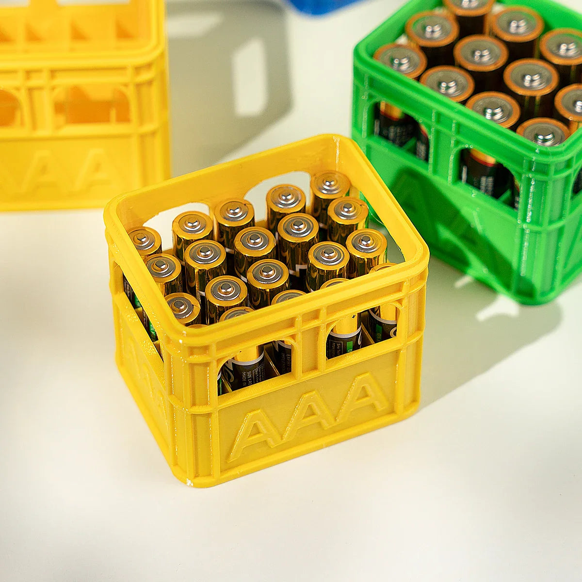 3D Printed Beer Crate Style Stackable Battery Storage Box | AA AAA 18650 21700 9V Organizer