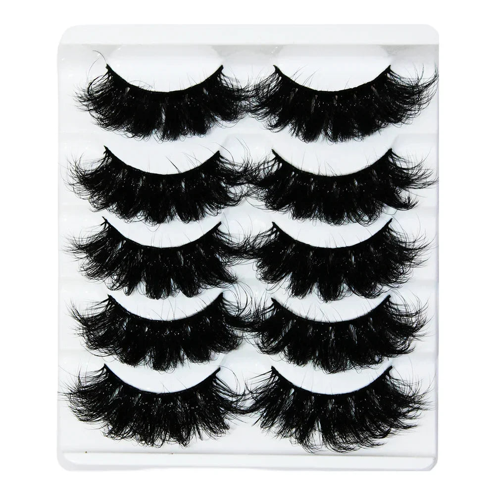 Thick Dramatic Faux Mink Eyelashes | 5 Pairs of Fluffy 3D Lashes for Dramatic Volume