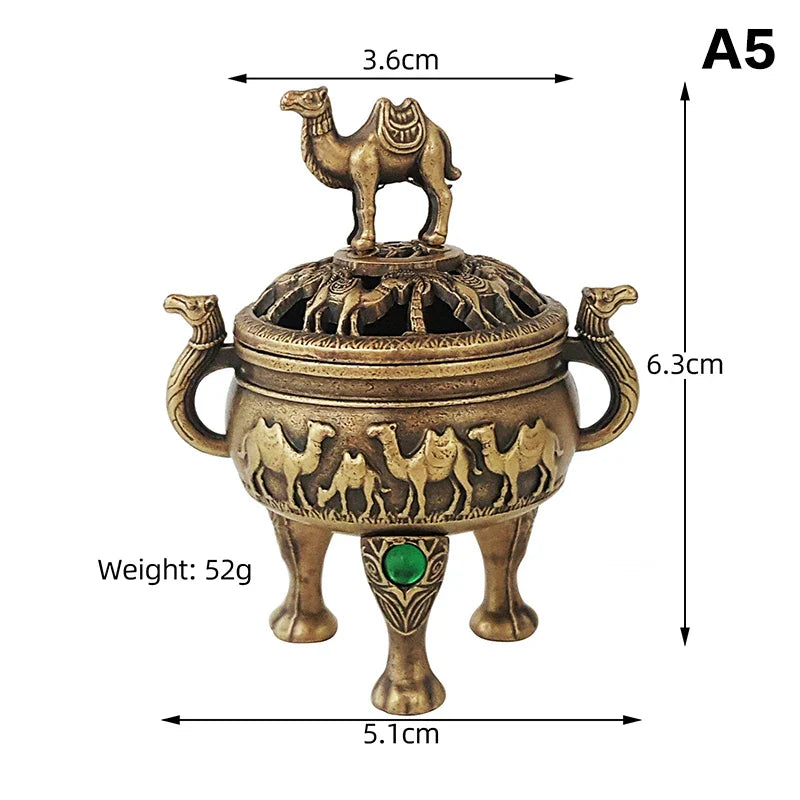 Alloy Lucky Incense Burner Bowl Incense Holder With Handle | Ancient Style Yoga Meditation Home Office Decor