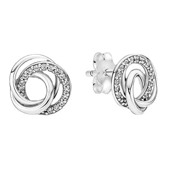 925 Silver Double Hoop Five-pointed Star Stud Earrings | Fine Jewelry Gift for Women