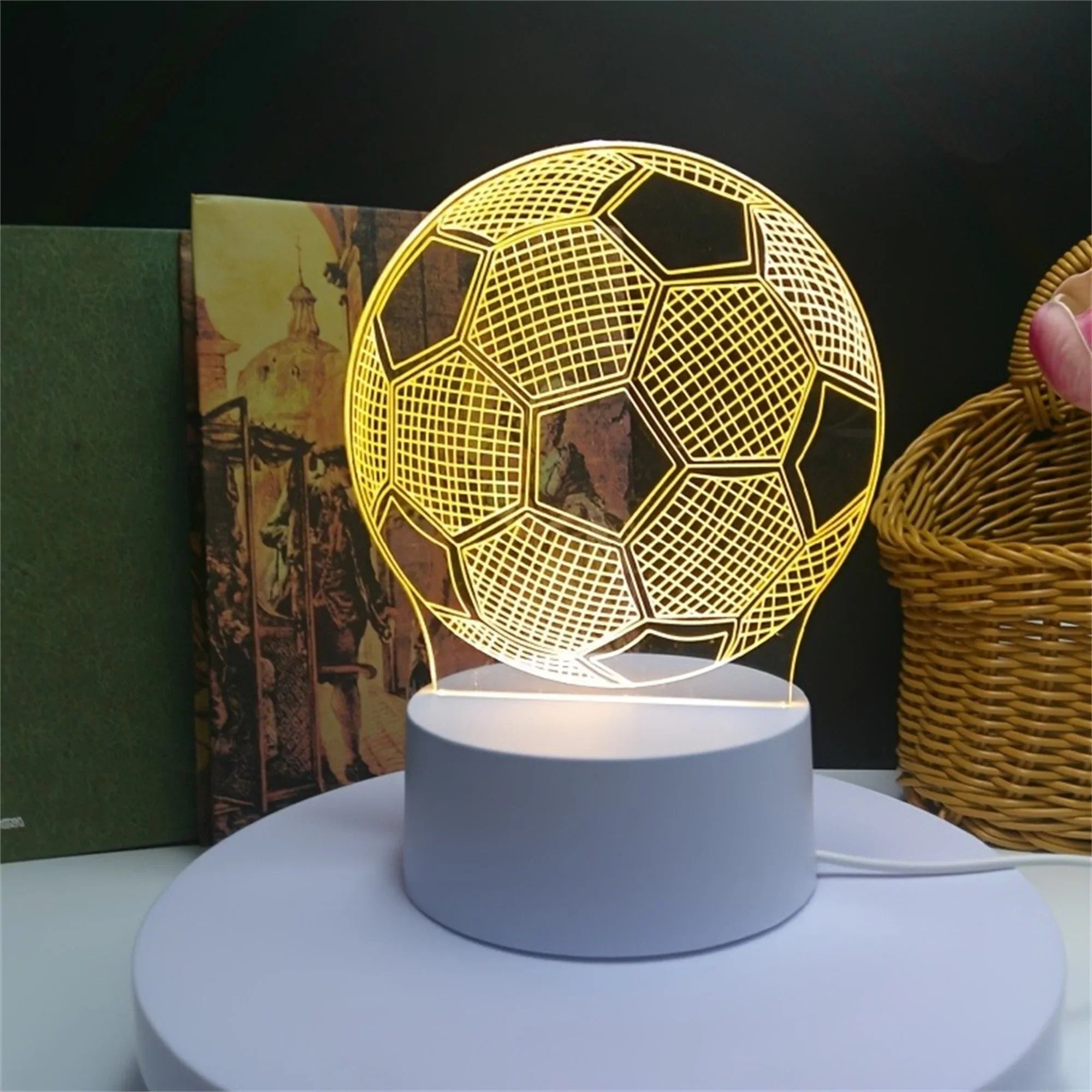 Football LED Night Light | Warm USB Ambient Lamp for Bedroom and Party