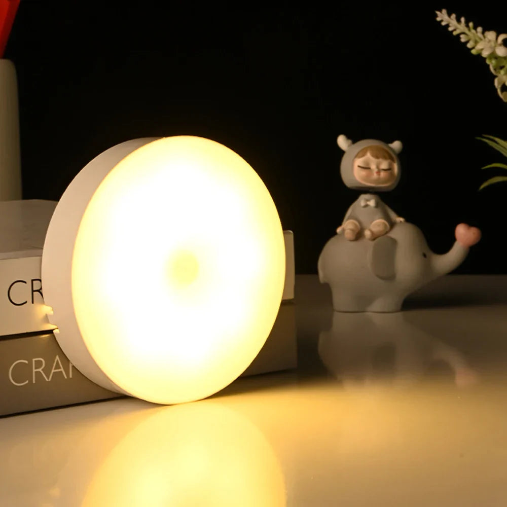 8LED Motion Sensor Night Light | USB Rechargeable Auto-On Lamp for Bedroom