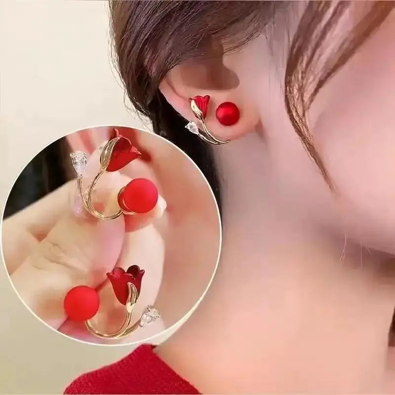 Korean Fashion Seven Star Zircon Earrings | Luxury Crystal Stars Stud Earrings