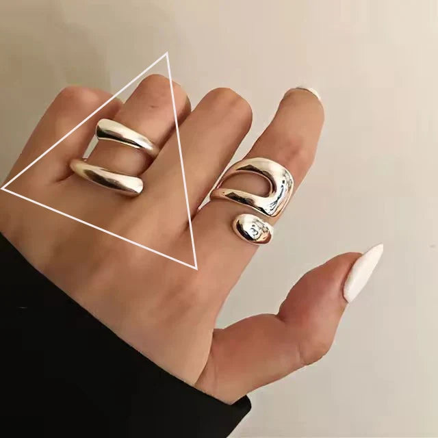VENTFILLE 925 Sterling Silver Adjustable Rings | Vintage Hip Hop Couples Jewelry
