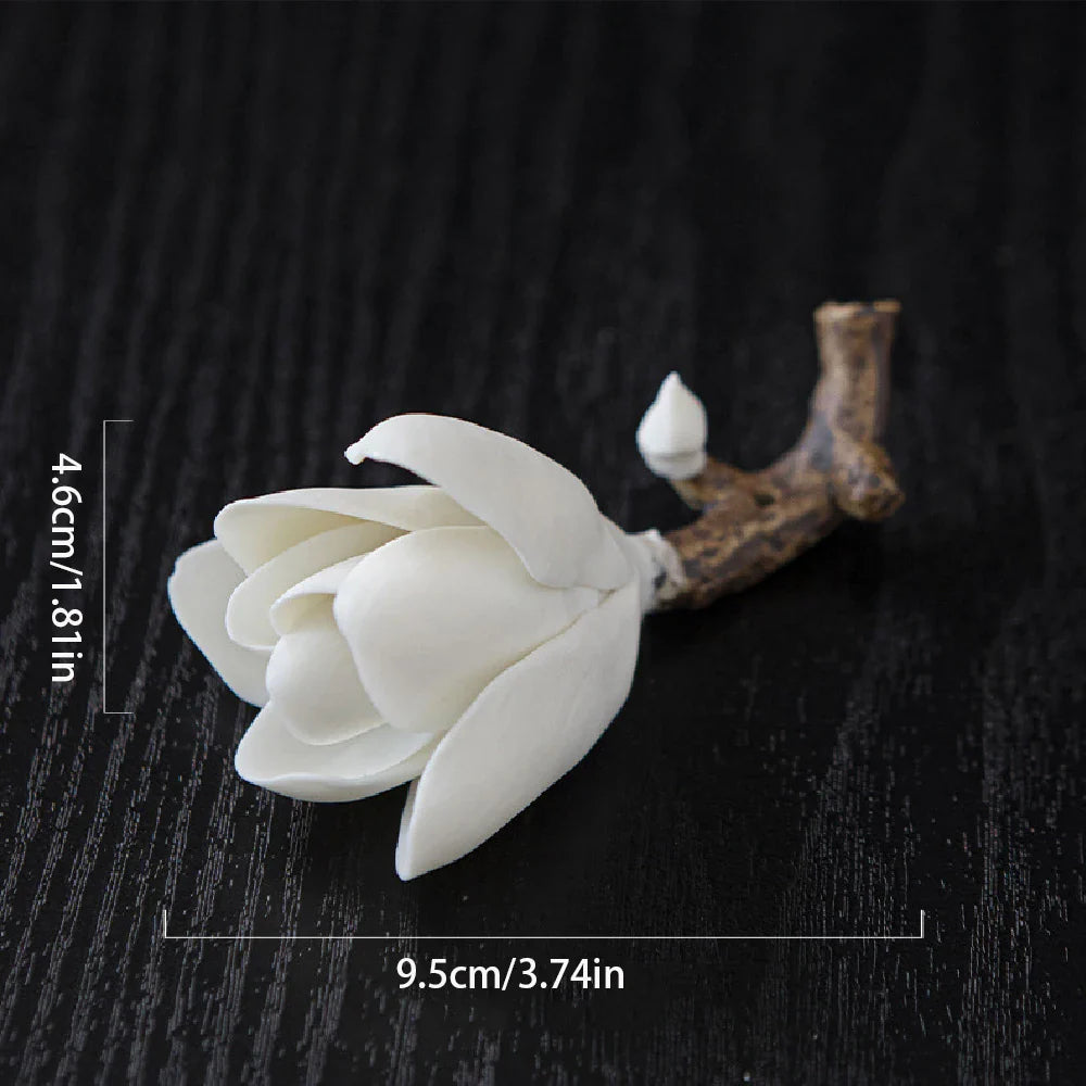 Ceramic Magnolia Flower Incense Holder | Handmade Zen Decor