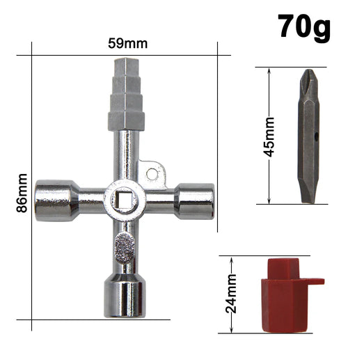 4in1 Silver Key Wrench Set | Electrical Elevator Control Cabinet Valve Inner Triangle Quadrangle Screwdriver Tool