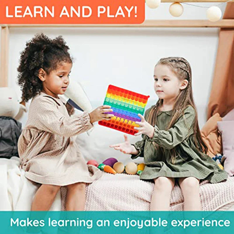 Large Rainbow Push Bubble Fidget Toy | Big Size Sensory Stress Relief for Kids and Adults