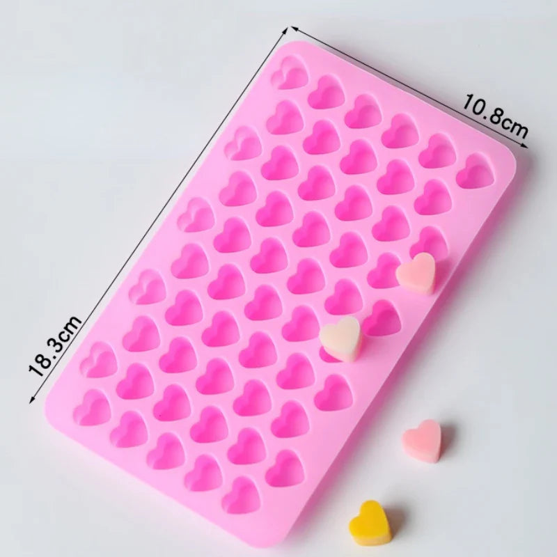 55 Piece Small Heart Shaped Silicone Cake Mold | Heart Chocolate Pastry Molds for DIY Baking