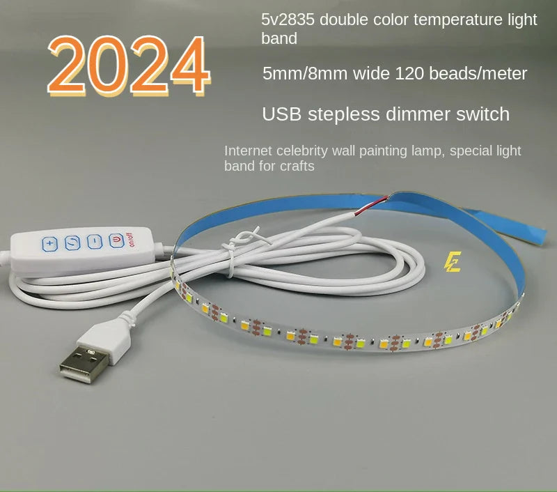 5V USB Light Painting Strip | Two-Color Temperature LED with Stepless Dimming