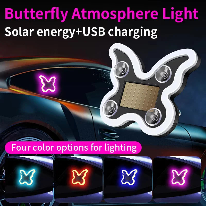 Solar Power Car Window Neon Light | USB Rechargeable Ambient Atmosphere Lamp